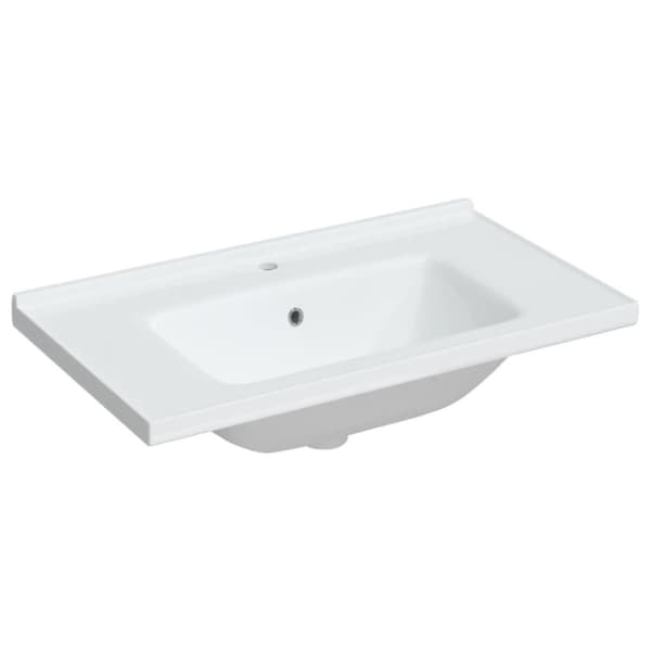 vidaXL badeværelsesvask 81x48x19,5 cm rektangulær keramisk hvid