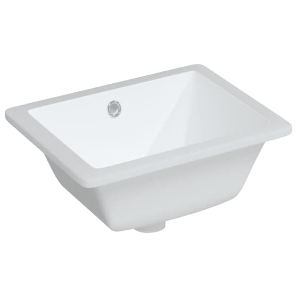 vidaXL badeværelsesvask 39x30x18,5 cm rektangulær keramisk hvid