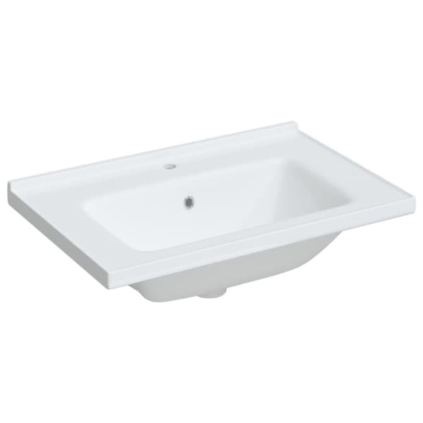 vidaXL badeværelsesvask 71x48x19,5 cm rektangulær keramisk hvid