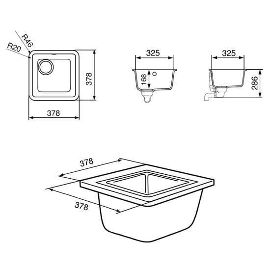 Inbyggd diskbänk - SMEG - VST38T - Cristalite - Titanium - 1 fyrkantig skål