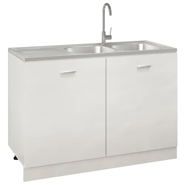 køkkenvask med 2 bassiner 1200x500x155 mm rustfrit stål sølv