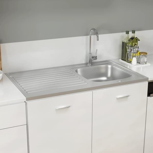 køkkenvask med afløbssæt 1000x600x155 mm rustfrit stål sølv