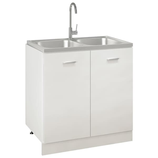 køkkenvask med 2 bassiner 800x500x155 mm rustfrit stål sølv
