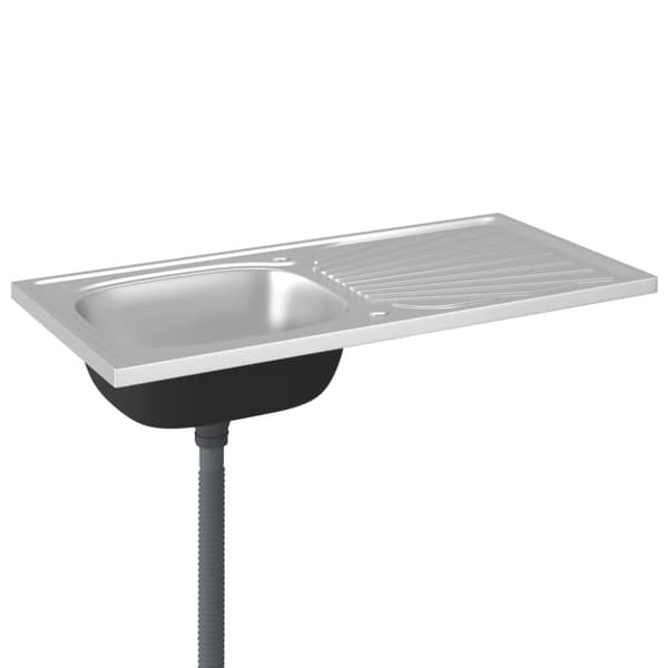 køkkenvask med afløbssæt 1000x500x155 mm rustfrit stål sølv