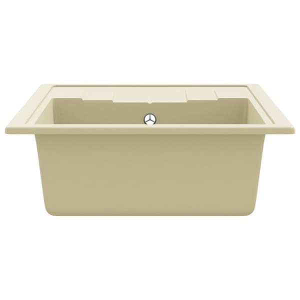 køkkenvask med overløbshul oval granit beige