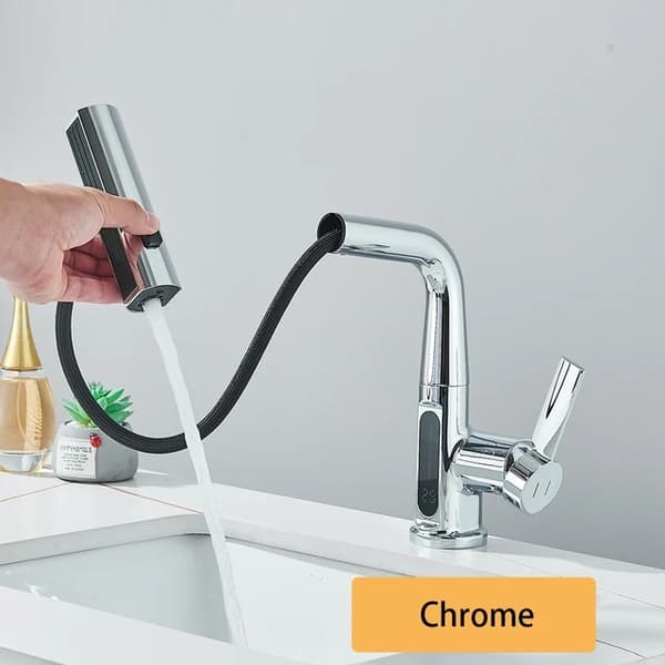 Køkkenarmatur, Vandfaldsdesign, Digitalt Display, krom