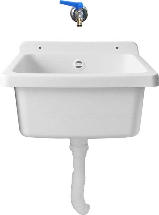 Adventa diskbänk - 9W104C98 - Pilozzo Vägghängd diskbänk 40 x 40 cm i harts för utomhusbruk, vit