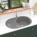 Miniatyrbillede 1 af 8: køkkenvask enkelt vask oval granit grå