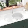 Miniatyrbillede 1 af 8: køkkenvask granit enkelt vask oval hvid