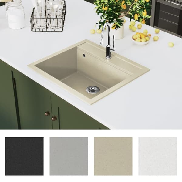 vidaXL køkkenvask granit enkelt vask beige - Køkkenvaske & arbejdsvaske