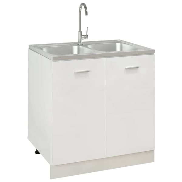 vidaXL køkkenvask med 2 bassiner 800x600x155 mm rustfrit stål sølv -  Køkkenvaske & arbejdsvaske