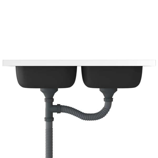 vidaXL køkkenvask med 2 bassiner 800x600x155 mm rustfrit stål sølv -  Køkkenvaske & arbejdsvaske