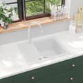 Pikkukuva 1 / 9: vidaXL Keittiön pesuallas graniitti valkoinen -  Keittiö- & tiskialtaat