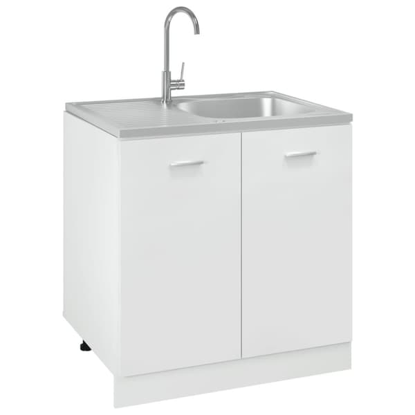 vidaXL køkkenvask med afløbssæt 800x600x155 mm rustfrit stål sølv -  Køkkenvaske & arbejdsvaske