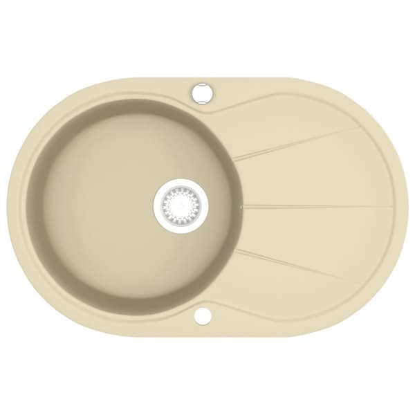 vidaXL køkkenvask granit enkelt vask oval beige - Køkkenvaske & arbejdsvaske