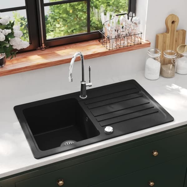 The Living Store køkkenvask i granit med afløbsbakke reversibel sort -  Køkkenvaske & arbejdsvaske