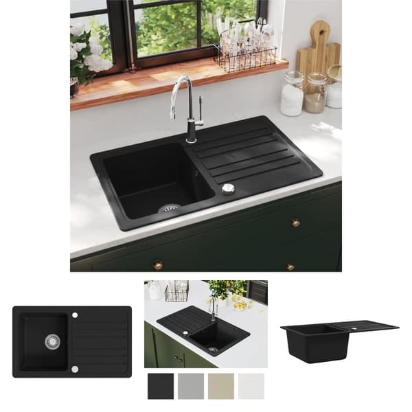 The Living Store køkkenvask i granit med afløbsbakke reversibel sort - Køkkenvaske & arbejdsvaske