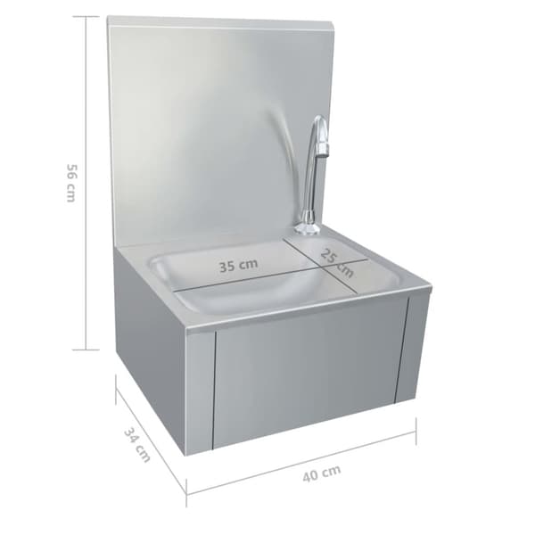 The Living Store håndvask med vandhane og sæbedispenser rustfrit stål -  Køkkenvaske & arbejdsvaske