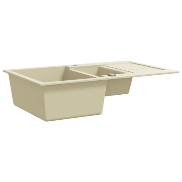 The Living Store køkkenvask granit dobbelt vask beige - Køkkenvaske & arbejdsvaske