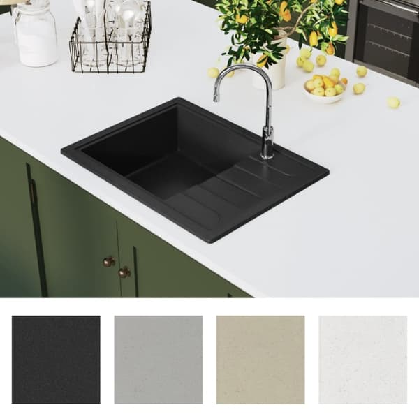 The Living Store køkkenvask med overløbshul oval granit sort - Køkkenvaske & arbejdsvaske