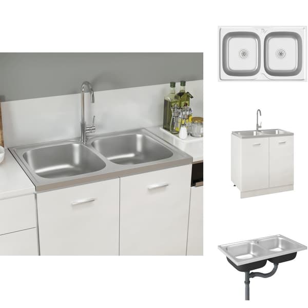 Køkkenvaske & arbejdsvaske - Living køkkenvask med 2 bassiner 800x500x155 mm rustfrit stål sølv