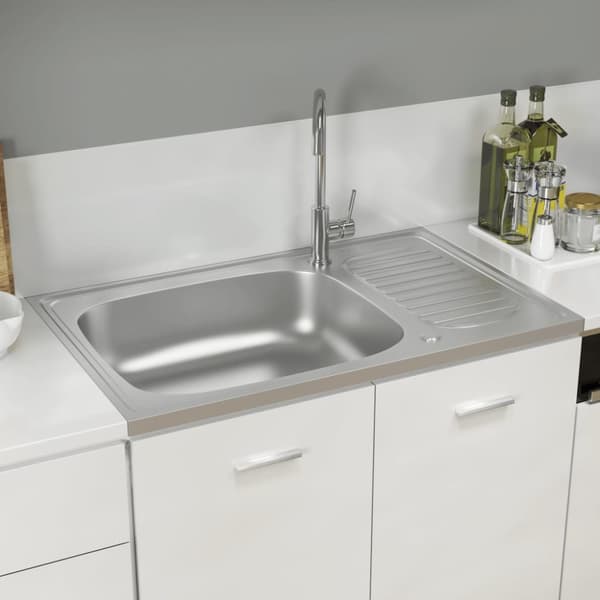 Køkkenvaske & arbejdsvaske - Living køkkenvask med afløbssæt 800x500x155 mm rustfrit stål sølv