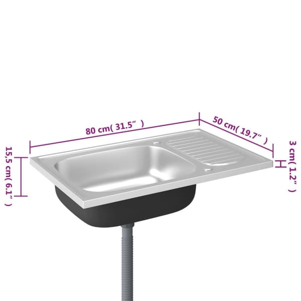 Køkkenvaske & arbejdsvaske - Living køkkenvask med afløbssæt 800x500x155 mm rustfrit stål sølv