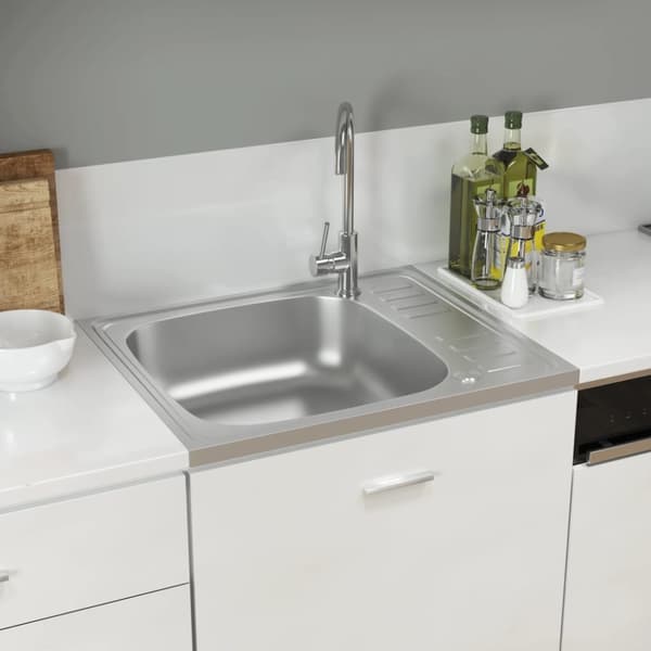 Køkkenvaske & arbejdsvaske - Living køkkenvask med afløbssæt 500x600x155 mm rustfrit stål sølv