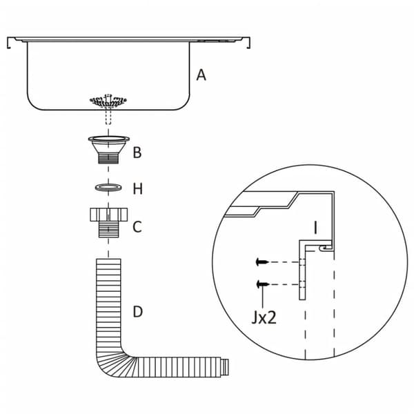 Køkkenvaske & arbejdsvaske - Living køkkenvask med afløbssæt 500x600x155 mm rustfrit stål sølv