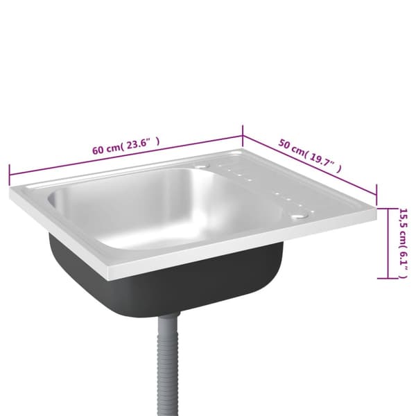 Køkkenvaske & arbejdsvaske - Living køkkenvask med afløbssæt 500x600x155 mm rustfrit stål sølv
