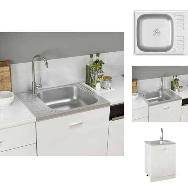 Køkkenvaske & arbejdsvaske - Living køkkenvask med afløbssæt 500x600x155 mm rustfrit stål sølv