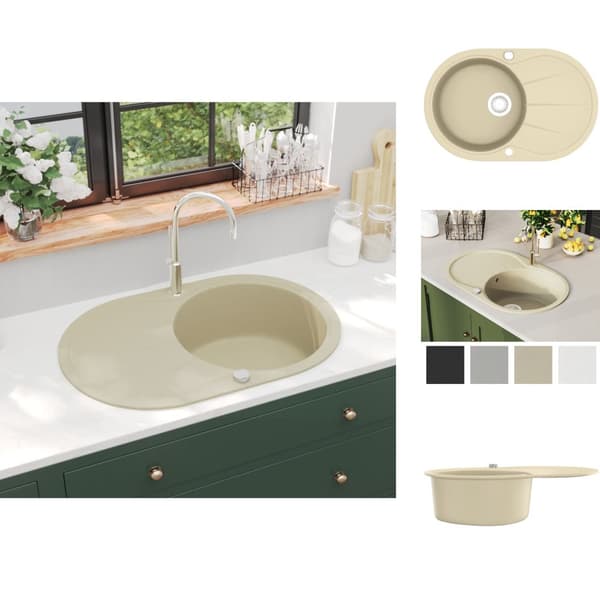 Køkkenvaske & arbejdsvaske - Living køkkenvask granit enkelt vask oval beige