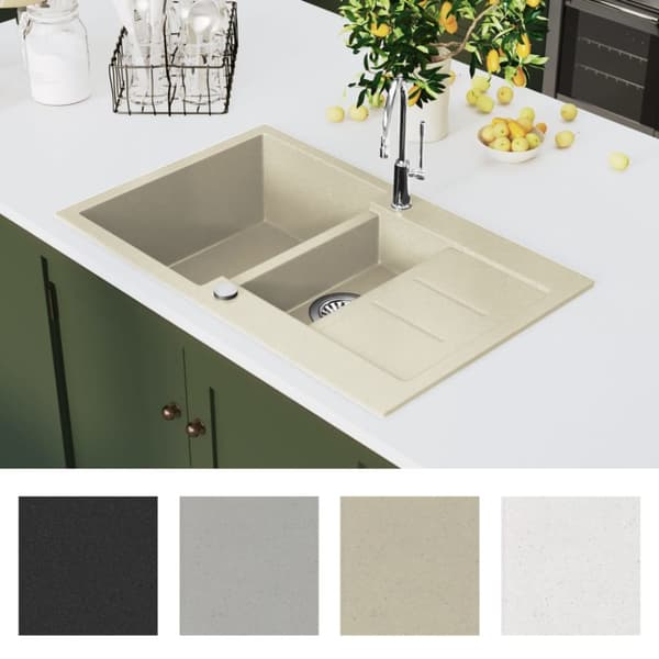 Køkkenvaske & arbejdsvaske - Living køkkenvask granit dobbelt vask beige