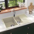 Miniatyrbillede 2 af 9: Køkkenvaske & arbejdsvaske - Living køkkenvask granit dobbelt vask beige