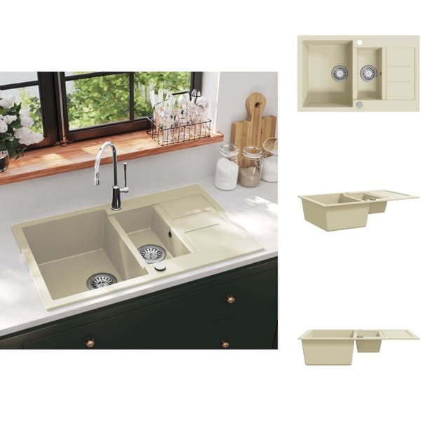 Køkkenvaske & arbejdsvaske - Living køkkenvask granit dobbelt vask beige