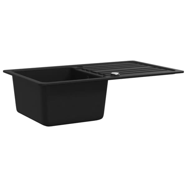 Køkkenvask i granit med afløbsbakke reversibel sort - - Home & Living