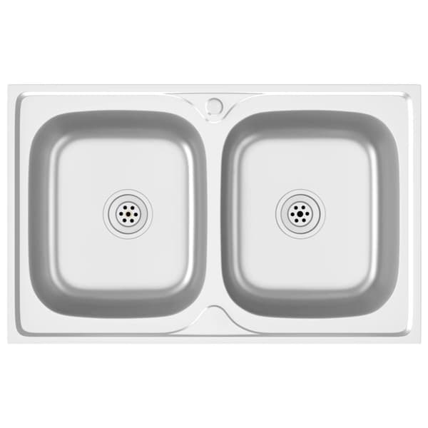 Køkkenvask med 2 bassiner 800x500x155 mm rustfrit stål sølv - Køkkenvask - Køkkenvaske - Home & Living
