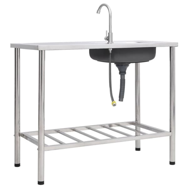 Campingvask med hane enkelt vask rustfrit stål - Campingvask - Campingvaske - Home & Living