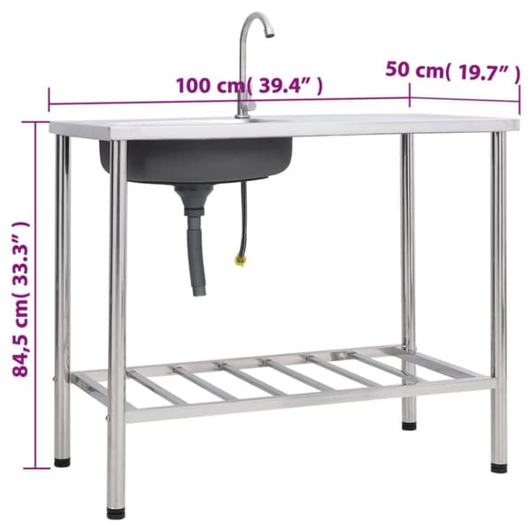 Campingvask med hane enkelt vask rustfrit stål - Campingvask - Campingvaske - Home & Living