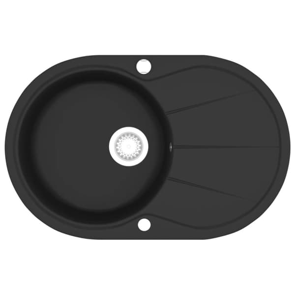 Køkkenvask enkelt vask oval granit sort - Køkkenvask - Køkkenvaske - Home & Living