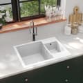 Pikkukuva 2 / 10: Keittiön tiskiallas ylivuotoreikä tupla-allas valk. Graniitti - Keittiön Tiskiallas - Keittiön Tiskialtaat - Home & Living