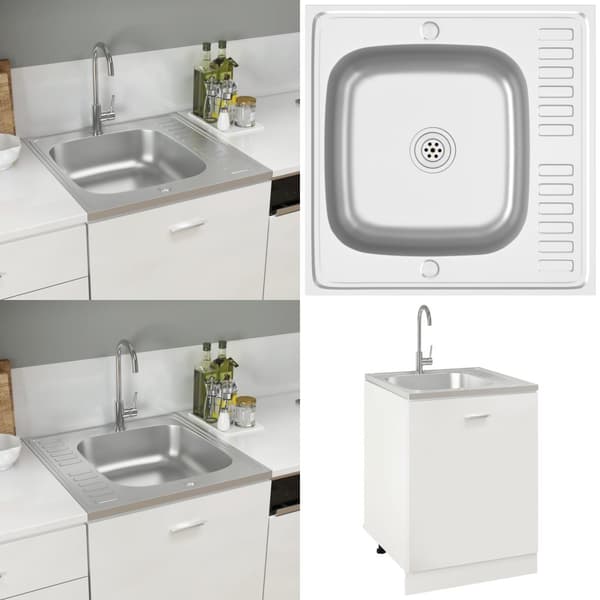 Diskho med avrinningsyta silver 600x600x155 mm rostfritt stål - Köksho - Diskho - Home & Living