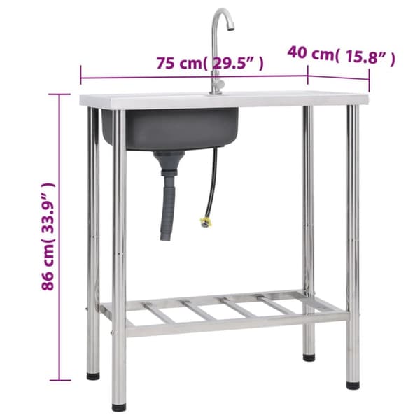 Campingvask med hane enkelt vask rustfrit stål - Campingvask - Campingvaske - Home & Living