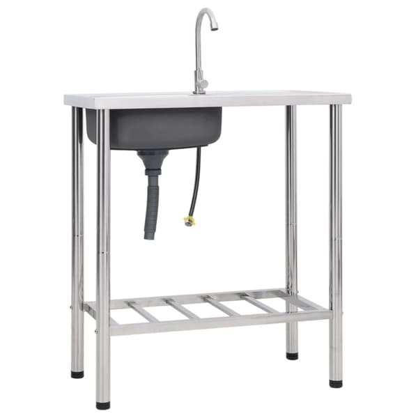 Campingvask med hane enkelt vask rustfrit stål - Campingvask - Campingvaske - Home & Living