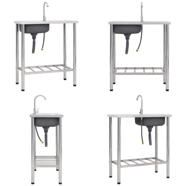 Campingbänk med handfat och kran i rostfritt stål - Campingbänk - Campingbänkar - Home & Living