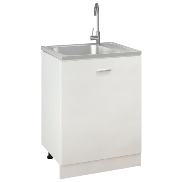 Køkkenvask med afløbssæt 500x600x155 mm rustfrit stål sølv - Køkkenvask - Køkkenvaske - Home & Living