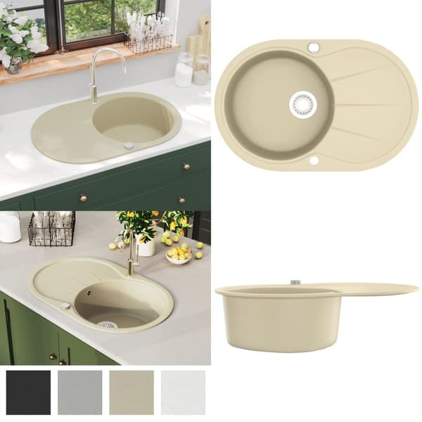 Køkkenvask granit enkelt vask oval beige - Køkkenvask - Køkkenvaske - Home & Living