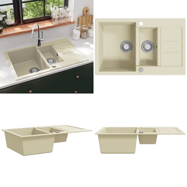 Køkkenvask granit dobbelt vask beige - Køkkenvask - Køkkenvaske - Home & Living