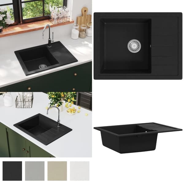 Køkkenvask med overløbshul oval granit sort - Køkkenvask - Køkkenvaske - Home & Living