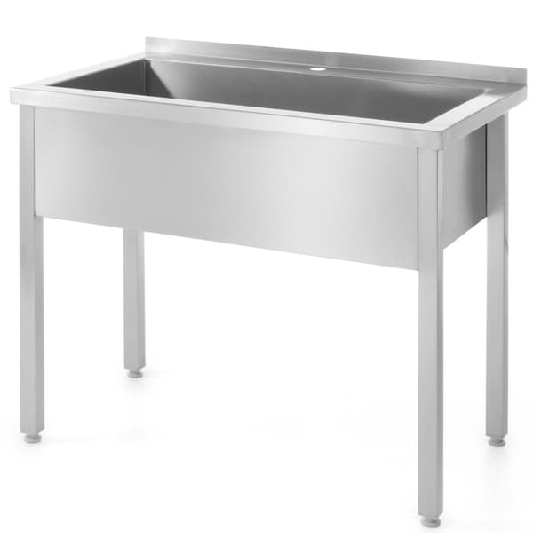 Single-skål catering poolvask, svejset, rustfrit stål, 80x70x85 cm - Hendi 812853